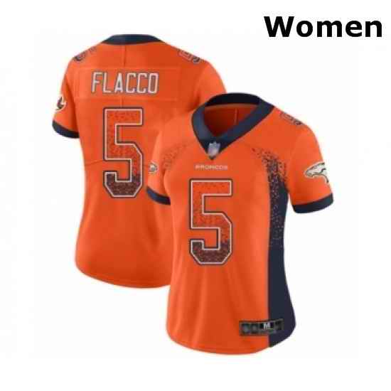 Womens Denver Broncos 5 Joe Flacco Limited Orange Rush Drift Fashion Football Jersey